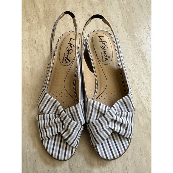 LifeStride Womens Size 5M Striped Slingback Open-Toe Sandals Mimosa - Picture 5 of 9